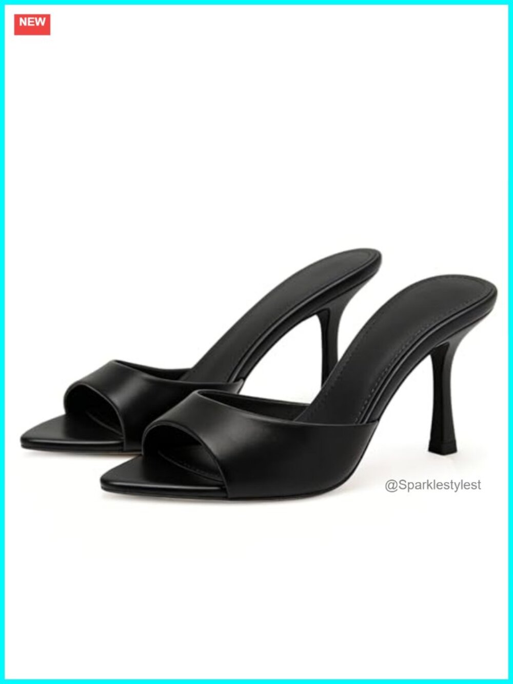 Patent Faux Leather Open Pointed Toe High Heel Mules Slip On Pumps Sandals